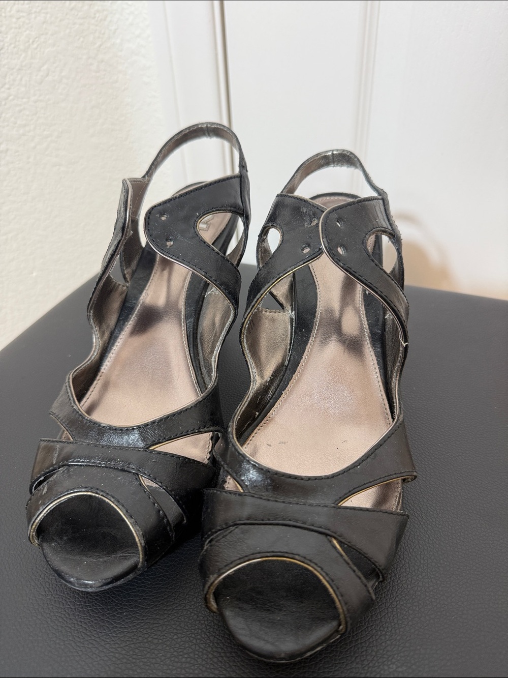 Vintage Women's Black Open-Toe Dress Sandals